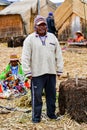 Uros floating islands-totora-the governor is talking-Peru- 504