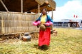 Uros native woman, Peru Royalty Free Stock Photo