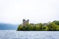 Urquhart Castle at the Loch Ness, a large, deep, freshwater loch in the Scottish Highlands southwest of Inverness Royalty Free Stock Photo