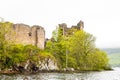 Urquhart Castle at the Loch Ness, a large, deep, freshwater loch in the Scottish Highlands southwest of Inverness Royalty Free Stock Photo