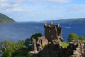 Urquhart Castle Stone Ruins and Loch Ness in Scottish Highlands Royalty Free Stock Photo