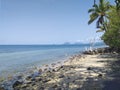 Turquoise waters of the caribbean sea, wild beach under tropical blue sky. Exotic tropical paradise coast and idyllic landscape Royalty Free Stock Photo