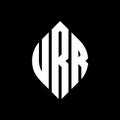 URR circle letter logo design with circle and ellipse shape. URR ellipse letters with typographic style. The three initials form a