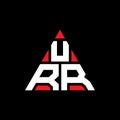 URR triangle letter logo design with triangle shape. URR triangle logo design monogram. URR triangle vector logo template with red