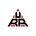 URR triangle letter logo design with triangle shape. URR triangle logo design monogram. URR triangle vector logo template with red