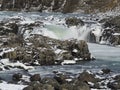 UrriÃÂ°afoss in Iceland in icy bonds.