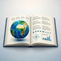 Urrounding the globe are infographic elements and placeholder text, Lorem Royalty Free Stock Photo