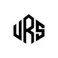 URS letter logo design with polygon shape. URS polygon and cube shape logo design. URS hexagon vector logo template white and Royalty Free Stock Photo