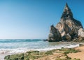 Ursa beach Praia da Ursa in portuguese near Cabo da Roca at sunset. Sintra Royalty Free Stock Photo