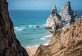 Ursa beach Praia da Ursa in portuguese near Cabo da Roca at sunset. Sintra Royalty Free Stock Photo