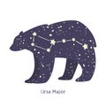 Ursa major. Big bear constellation in the night starry sky Royalty Free Stock Photo