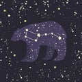 Ursa major. Big bear constellation in the night starry sky Royalty Free Stock Photo
