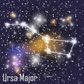 Ursa Major Constellation with Beautiful Bright Stars on the Background of Cosmic Sky Vector Illustration Royalty Free Stock Photo