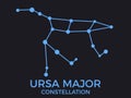 Ursa Major constellation. Stars in the night sky. Cluster of stars and galaxies. Constellation of blue on a black background. Royalty Free Stock Photo