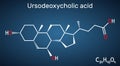 Ursodeoxycholic acid, ursodiol, UDCA molecule. It is used as cholagogue and choleretic in the treatment of cholelithiasis, biliary