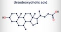 Ursodeoxycholic acid, ursodiol, UDCA molecule. It is used as cholagogue and choleretic in the treatment of cholelithiasis, biliary