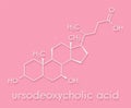 Ursodiol ursodeoxycholic acid, UDCA gallstone treatment drug molecule. Skeletal formula.