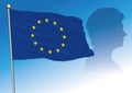 Ursula von der Leyen silhouette with EU flag
