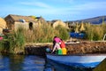 Uru people from floating Islands, lake Titicaca, Peru