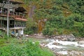 Urubamba or Vilcanota River in the Town of Aguas Calientes, the Foothill of Machu Picchu Inca Citadel in Cusco Region, Peru Royalty Free Stock Photo