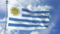 Uruguay Flag in a Blue Sky