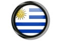 Uruguay flag in the button pin Isolated on White Background