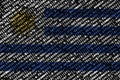 Uruguay flag is depicted on the screen with the program code. The concept of modern technology and site development Royalty Free Stock Photo