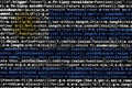 Uruguay flag is depicted on the screen with the program code. The concept of modern technology and site development Royalty Free Stock Photo