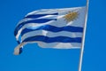 Uruguay flag flapping in wind