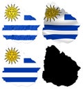 Uruguay flag over map