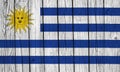 Uruguay Flag Over Wood Planks