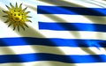 Uruguay flag with ripples of wind. Uruguay flag