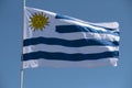 Uruguay flag of uruguayan nation waving in wind