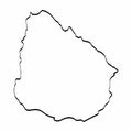 Uruguay map outline graphic freehand drawing on white background.