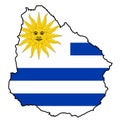 Uruguay Outline Flag Map