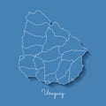 Uruguay region map: blue with white outline and.