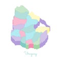 Uruguay region map: colorful isometric top view.