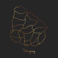 Uruguay region map: golden gradient outline on.