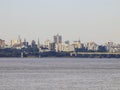 Uruguay river and the cityscape of Uruguaiana, Brazil - viewed from the Costanera Park by the Uruguay river