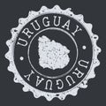Uruguay Seal Map. Silhouette Postal Passport Stamp. Round Vector Icon Postmark. Royalty Free Stock Photo