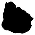 Uruguay - solid black silhouette map of country area. Simple flat vector illustration Royalty Free Stock Photo