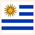 Uruguay square flag button, social media communication sign