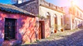 Streets of Colonia Del Sacramento in historic center Barrio Historico