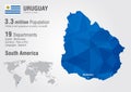 Uruguay world map with a pixel diamond texture.