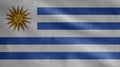 Uruguayan flag waving in the wind. Uruguay banner blowing soft silk