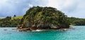 The coastline of Urupukapuka island in the Bay of Islands, New Zealand Royalty Free Stock Photo