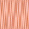 Curved wavy lines vector seamless pattern. Simple pink and orange waves, stripes Royalty Free Stock Photo