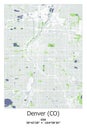 Denver, CO, US, USA, Unated States scalable vector map in bley, green, gray, white colors Royalty Free Stock Photo