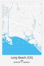 Long-Beach, CA, US, USA, Unated States scalable vector map in blue, white, gray colors Royalty Free Stock Photo