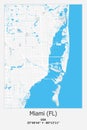 Miami, FL, US, USA, Unated States scalable vector map in blue, white, gray colors Royalty Free Stock Photo